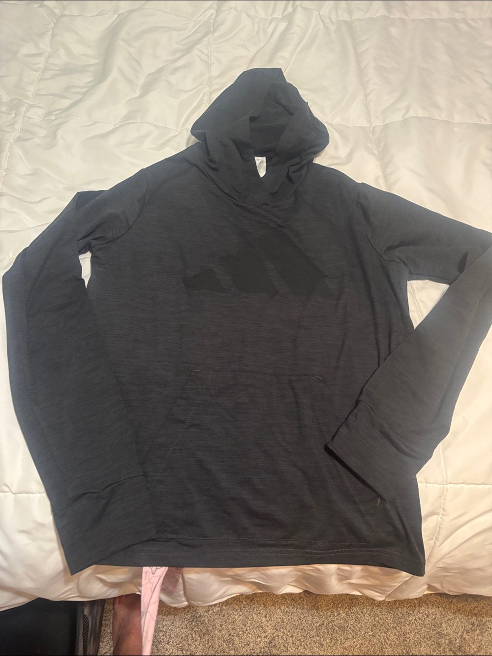 adidas Men's Black Hooded Long-Sleeve Pullover